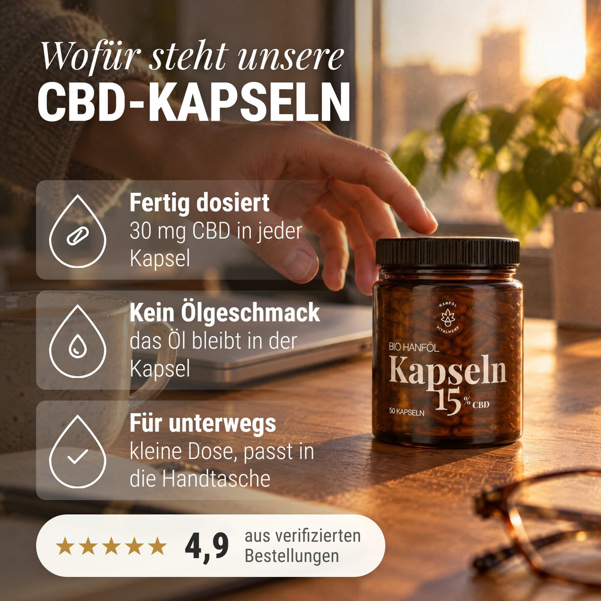 CBD-Kapseln 15 %: Wofür steht unsere CBD-Kapseln