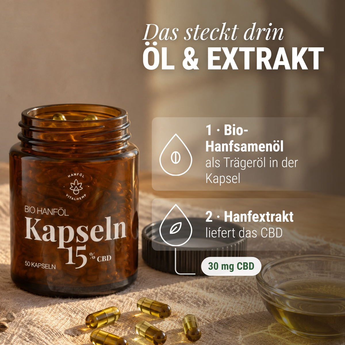 CBD-Kapseln 15 %: Das steckt drin Öl & Extrakt