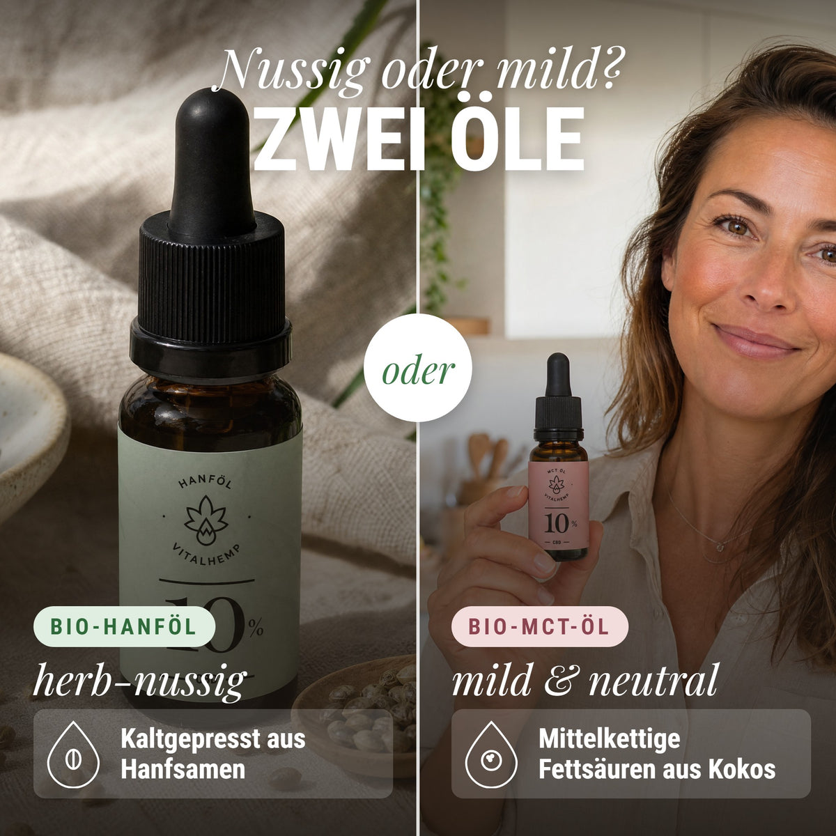 CBD-Öl 10 %: Nussig oder mild? Zwei Öle