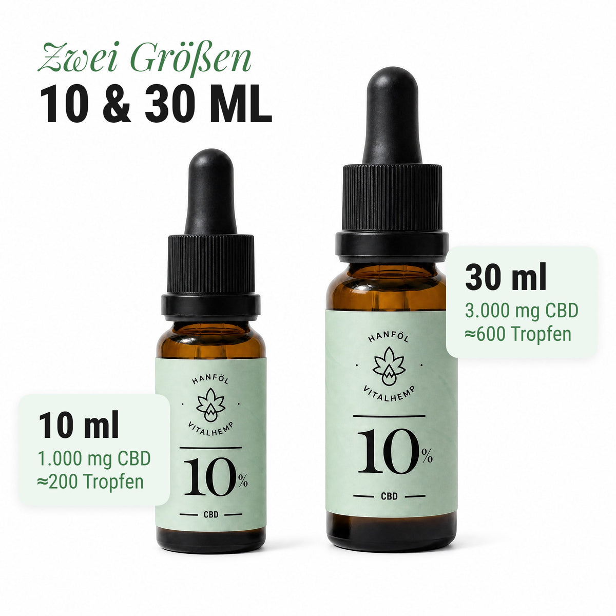 CBD-Öl 10 %: Zwei Größen 10 & 30 ml