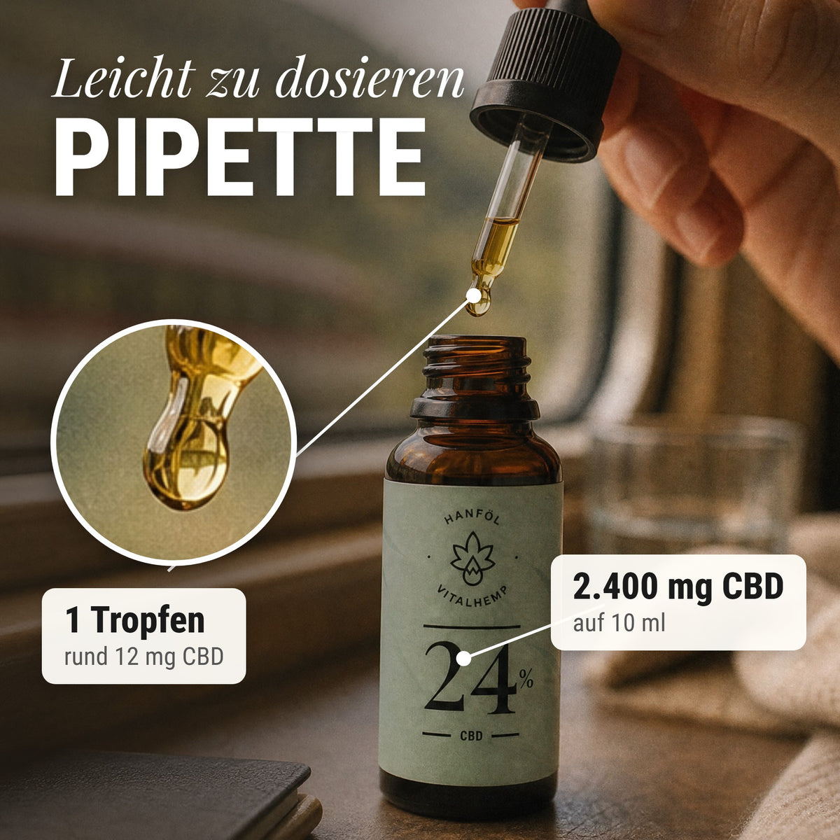 CBD-Öl 24 %: Leicht zu dosieren Pipette
