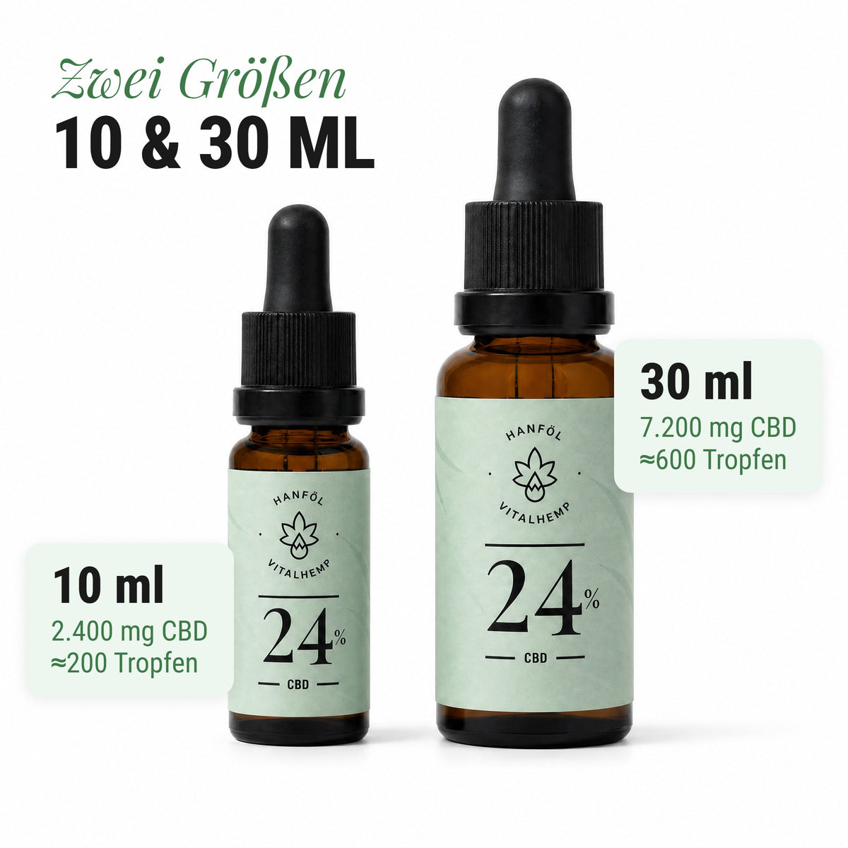 CBD-Öl 24 %: Zwei Größen 10 & 30 ml