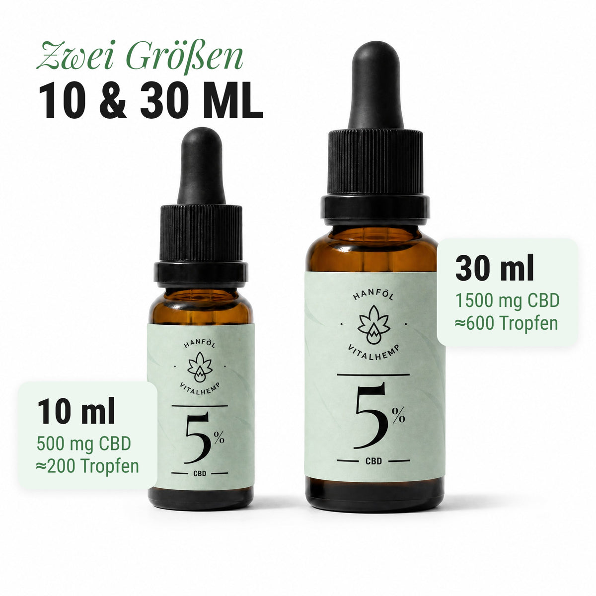CBD-Öl 5 %: Zwei Größen 10 & 30 ml