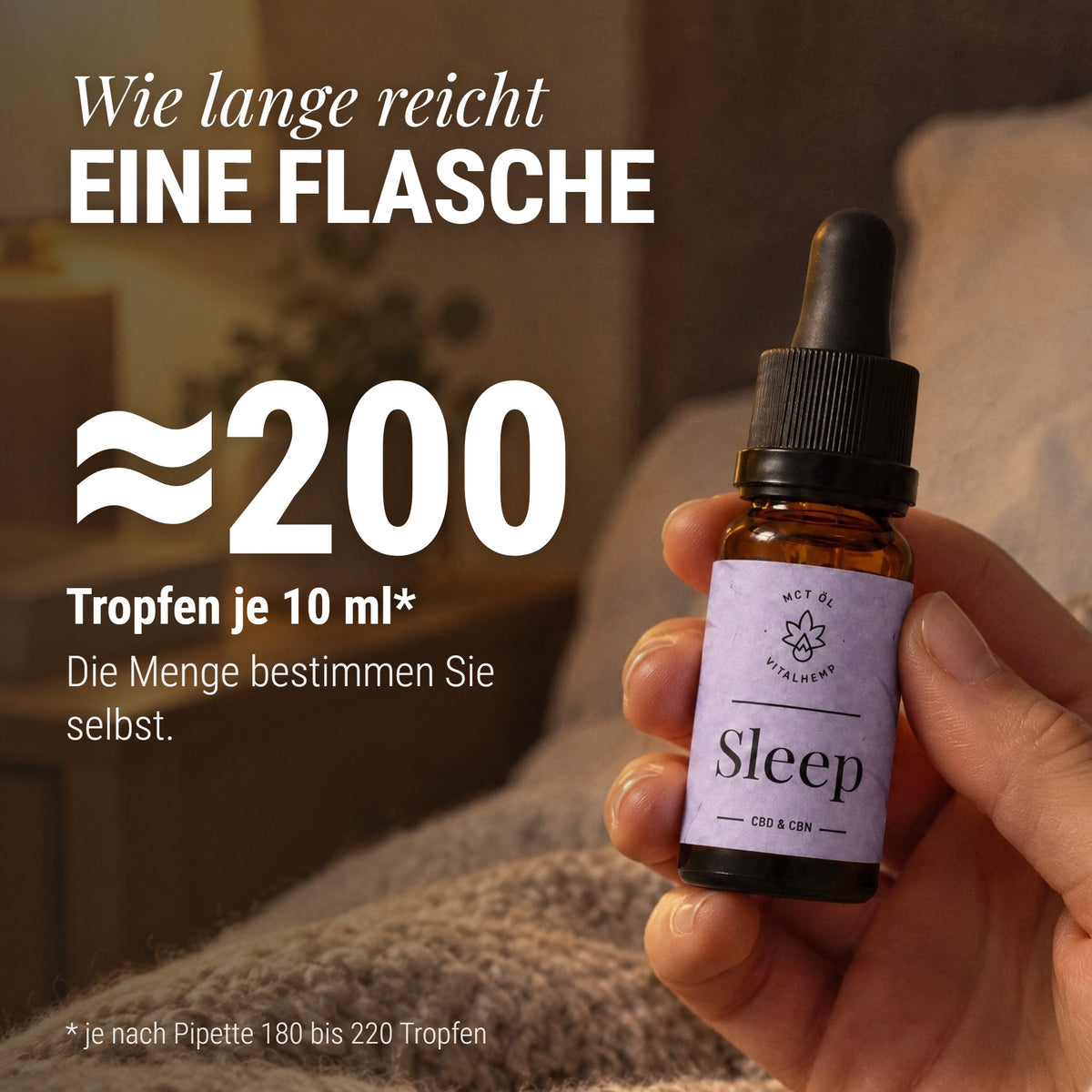 Sleep-Öl 10 % CBD + CBN: Wie lange reicht Eine Flasche