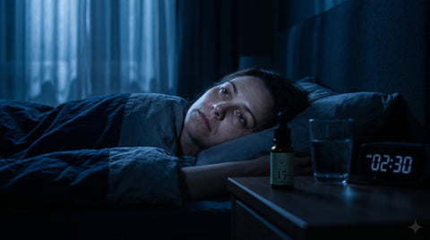 Frau liegt wach um 2:30 Uhr nachts – CBN bei Schlafproblemen und Insomnie