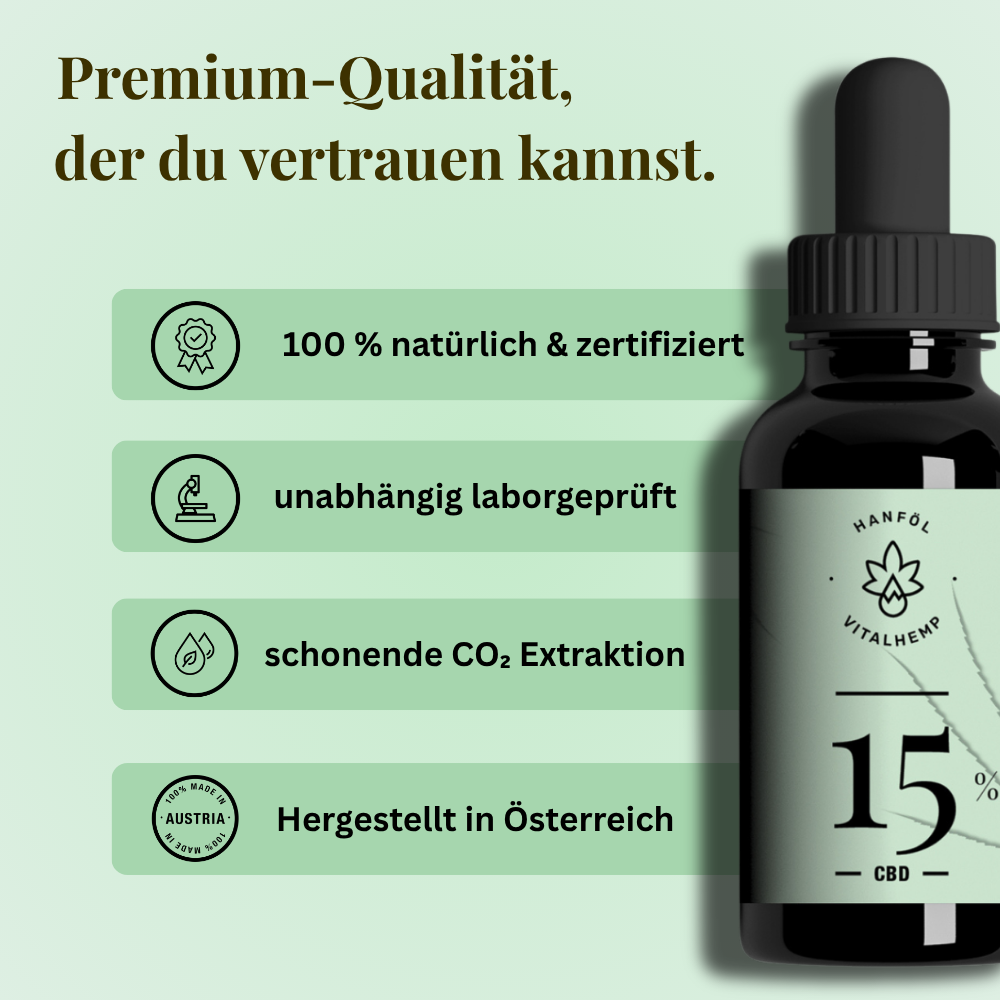 CBD-Öl 15% in Bio-Hanföl