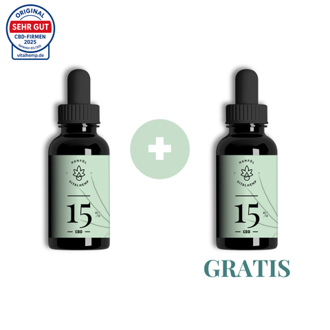 1+1 GRATIS | BLACK SALE | 15% CBD-Öl in Hanföl 10ml