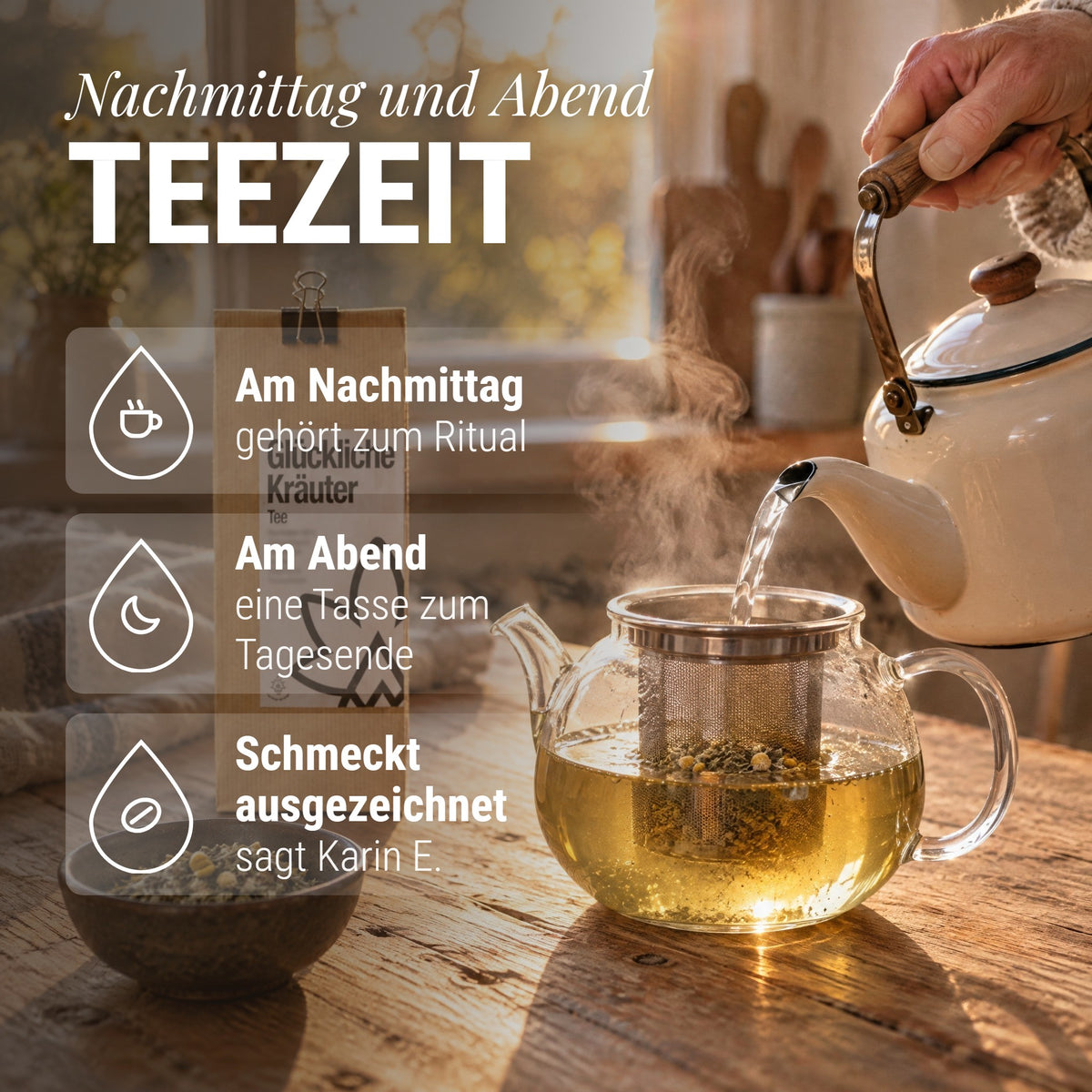 Bio-Hanftee mit Kräutern: Nachmittag und Abend Teezeit