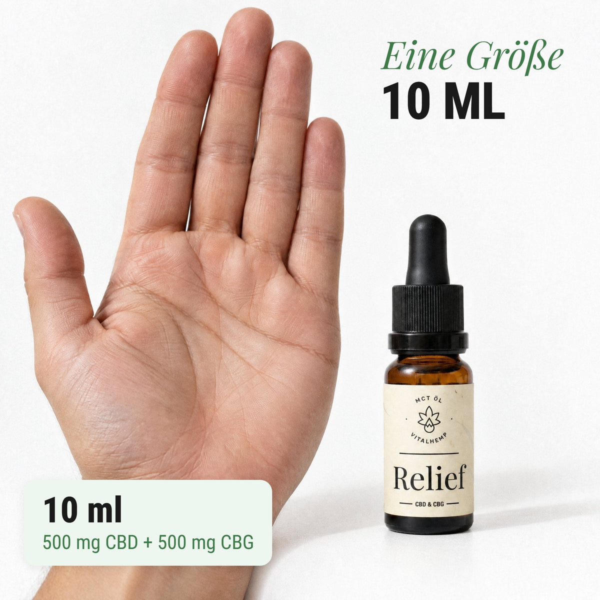 Relief-Öl 10 % CBD + CBG: Eine Größe 10 ml