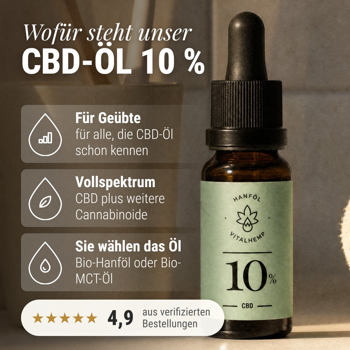 CBD-Öl 10 %: Wofür steht unser CBD-Öl 10 %