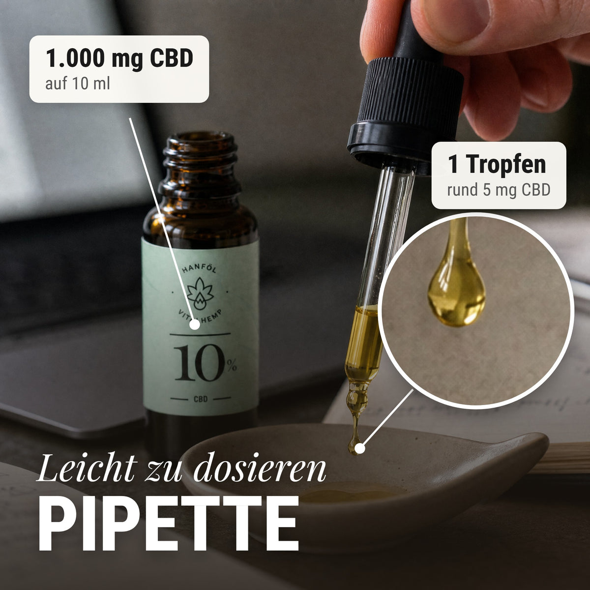 CBD-Öl 10 %: Leicht zu dosieren Pipette