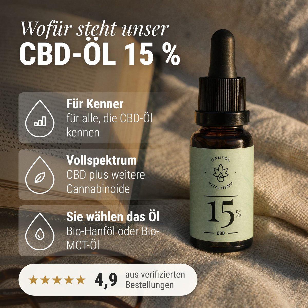 CBD-Öl 15 %: Wofür steht unser CBD-Öl 15 %