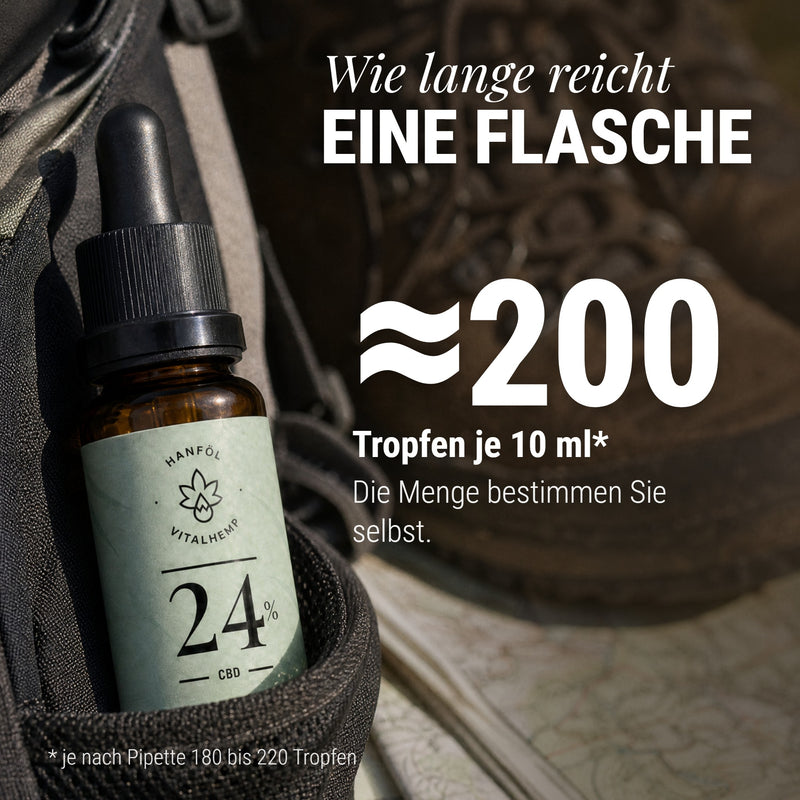 VITALHemp CBD-Öl, die Pipette am Abend
