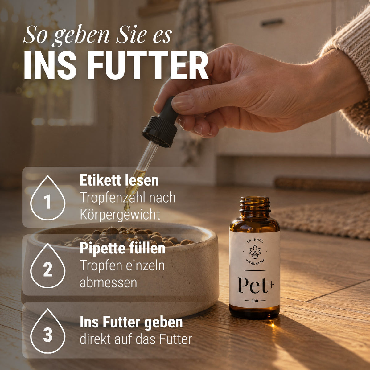 CBD Pet+ für Hunde & Katzen: So geben Sie es Ins Futter