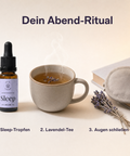 VITALHemp Sleep – Dein Abend-Ritual (Sleep-Tropfen, Tee, Augen schliessen)