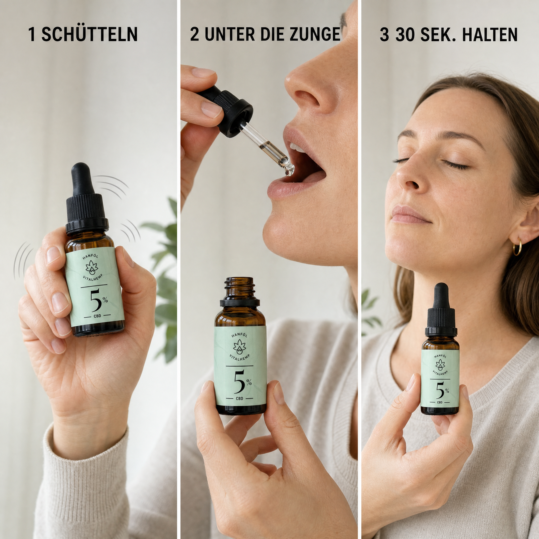 VITALHemp Pure 5% - Anwendung 3 Schritte