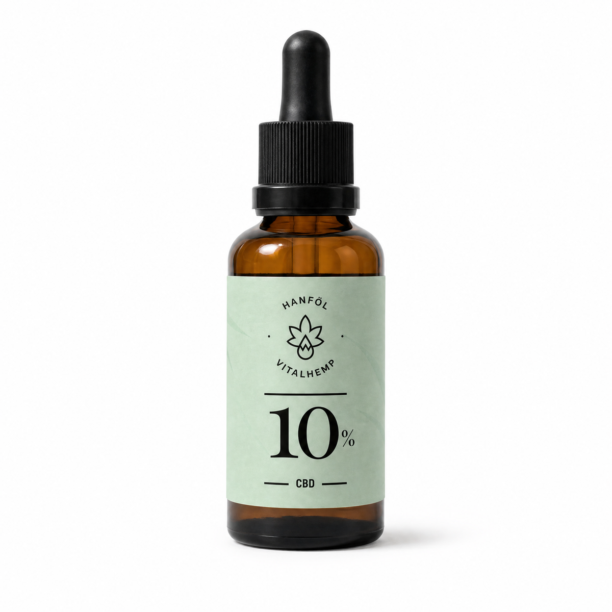VITALHemp CBD-Oel 10 Prozent in Bio-Hanfoel, 30-ml-Flasche mit mintgruenem Etikett