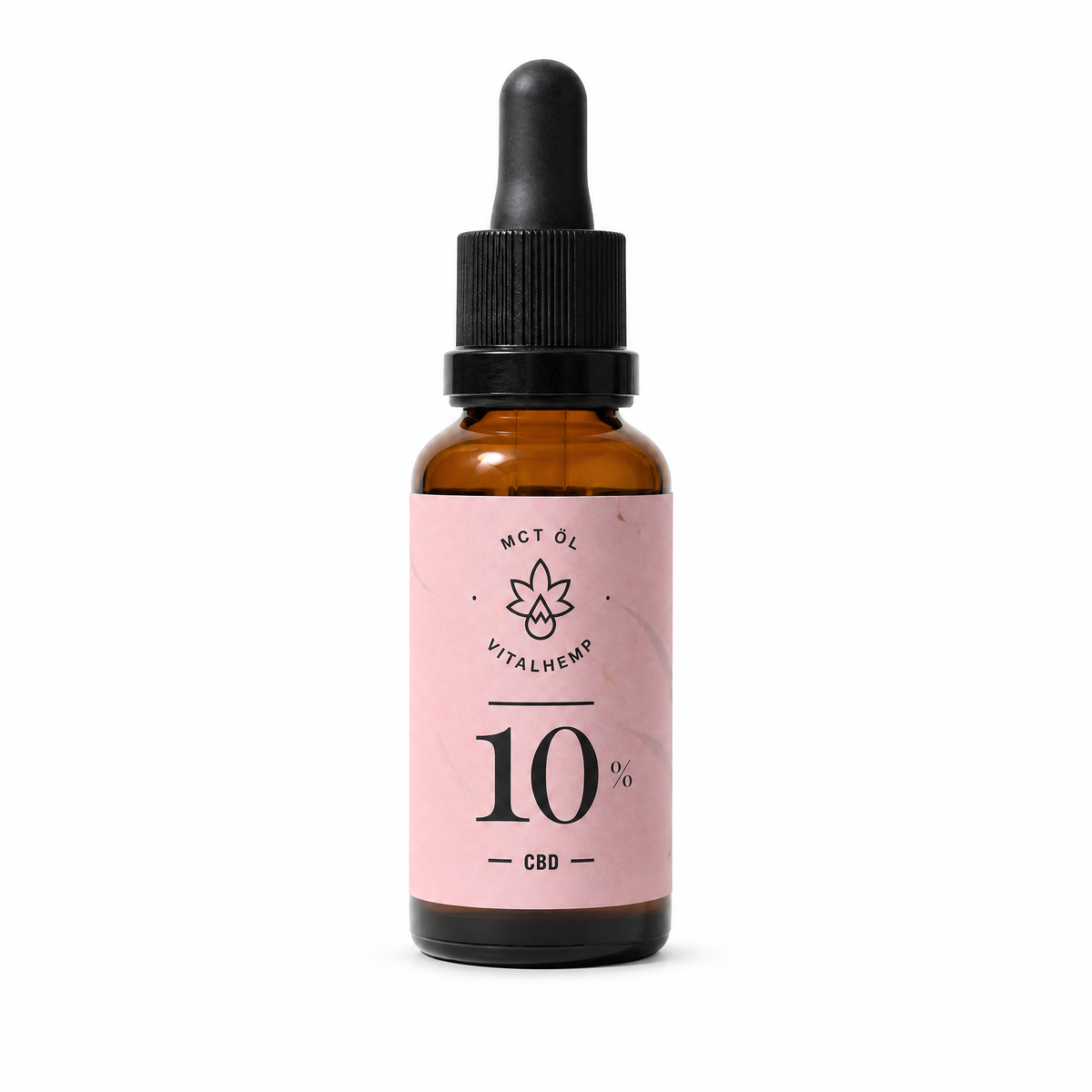 VITALHemp CBD-Oel 10 Prozent in Bio-MCT-Oel, 30-ml-Flasche mit rosefarbenem Etikett
