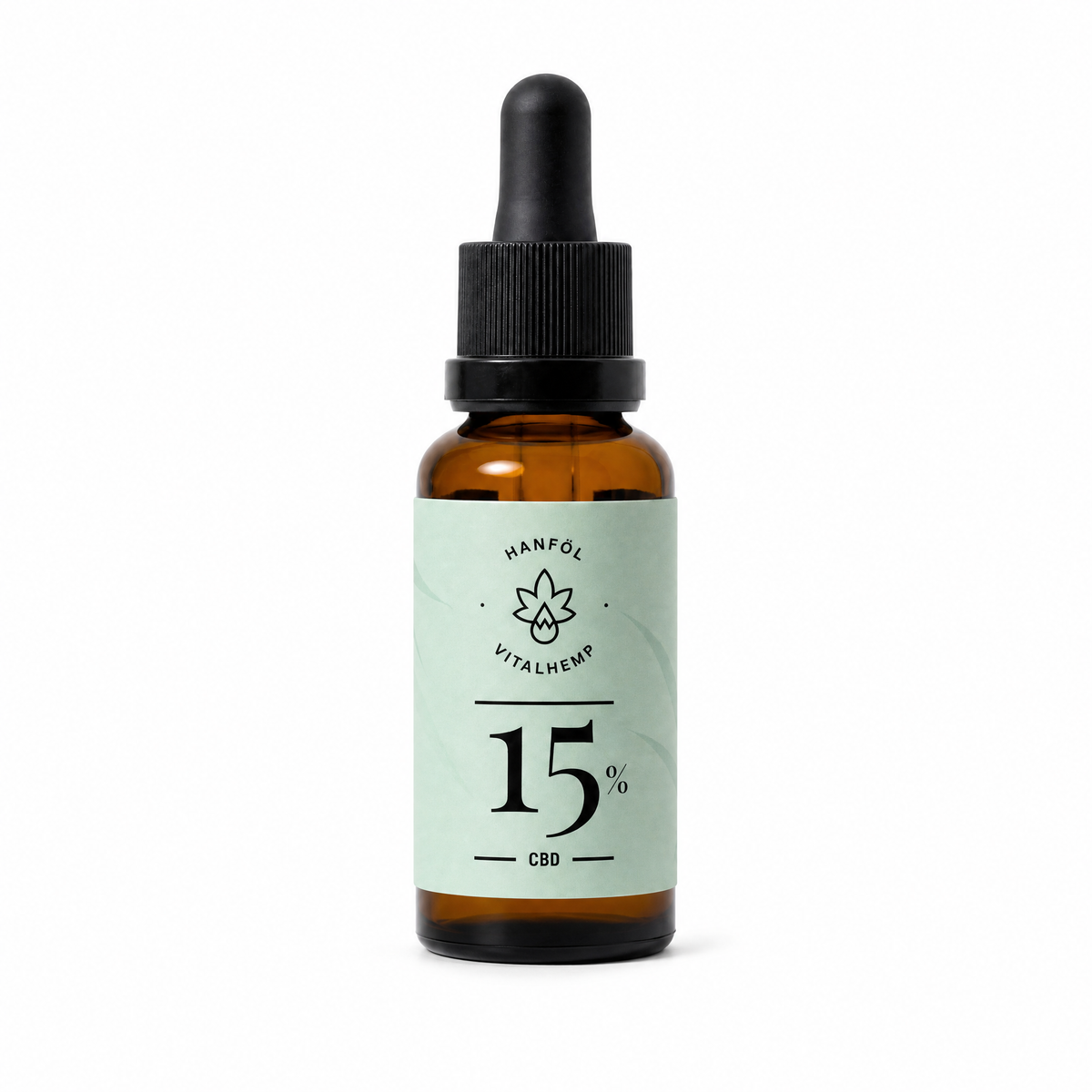 VITALHemp CBD-Oel 15 Prozent in Bio-Hanfoel, 30-ml-Flasche mit mintgruenem Etikett