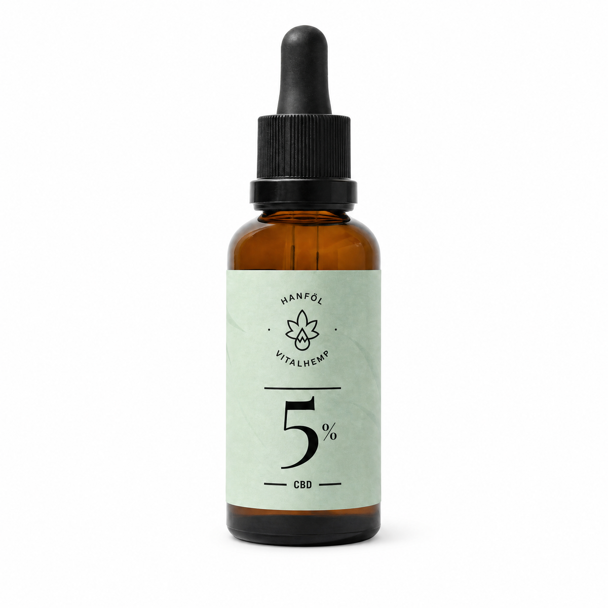 VITALHemp CBD-Oel 5 Prozent in Bio-Hanfoel, 30-ml-Flasche mit mintgruenem Etikett