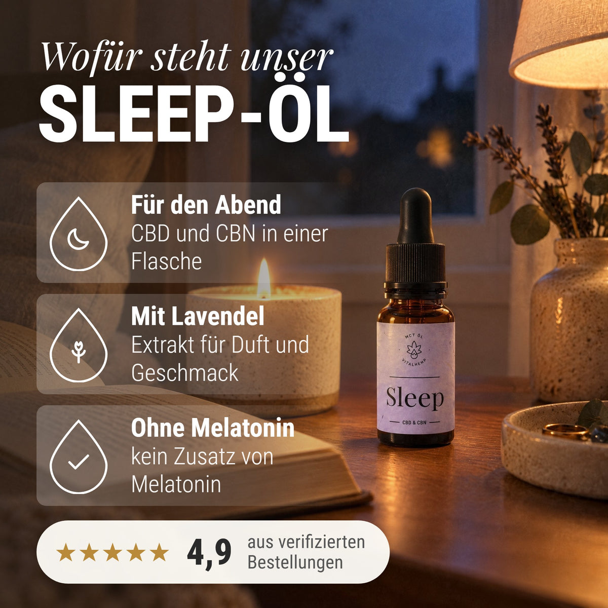 Sleep-Öl 10 % CBD + CBN: Wofür steht unser Sleep-Öl
