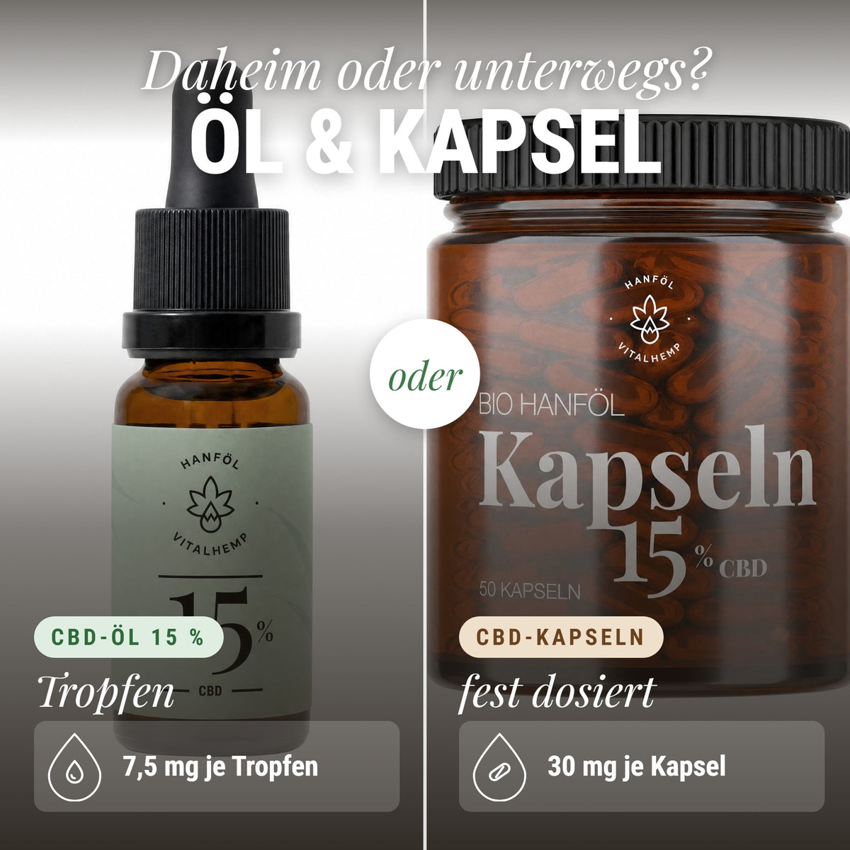 Zuhause-&-unterwegs-Set: Daheim oder unterwegs? Öl & Kapsel