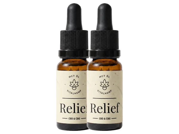 Zwei Flaschen VITALHemp Relief-Öl