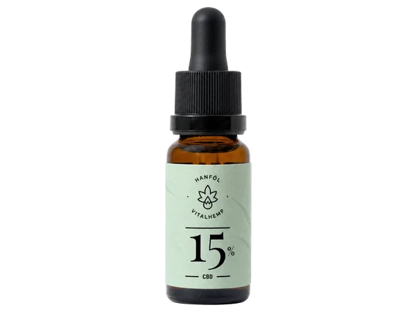 Eine Flasche VITALHemp CBD-Öl 15 %