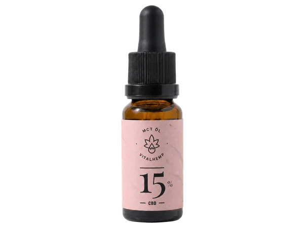 Eine Flasche VITALHemp CBD-Öl 15 %