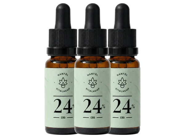 Drei Flaschen VITALHemp CBD-Öl 24 %