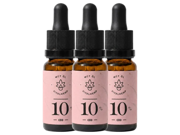 Drei Flaschen VITALHemp CBD-Öl 10 %